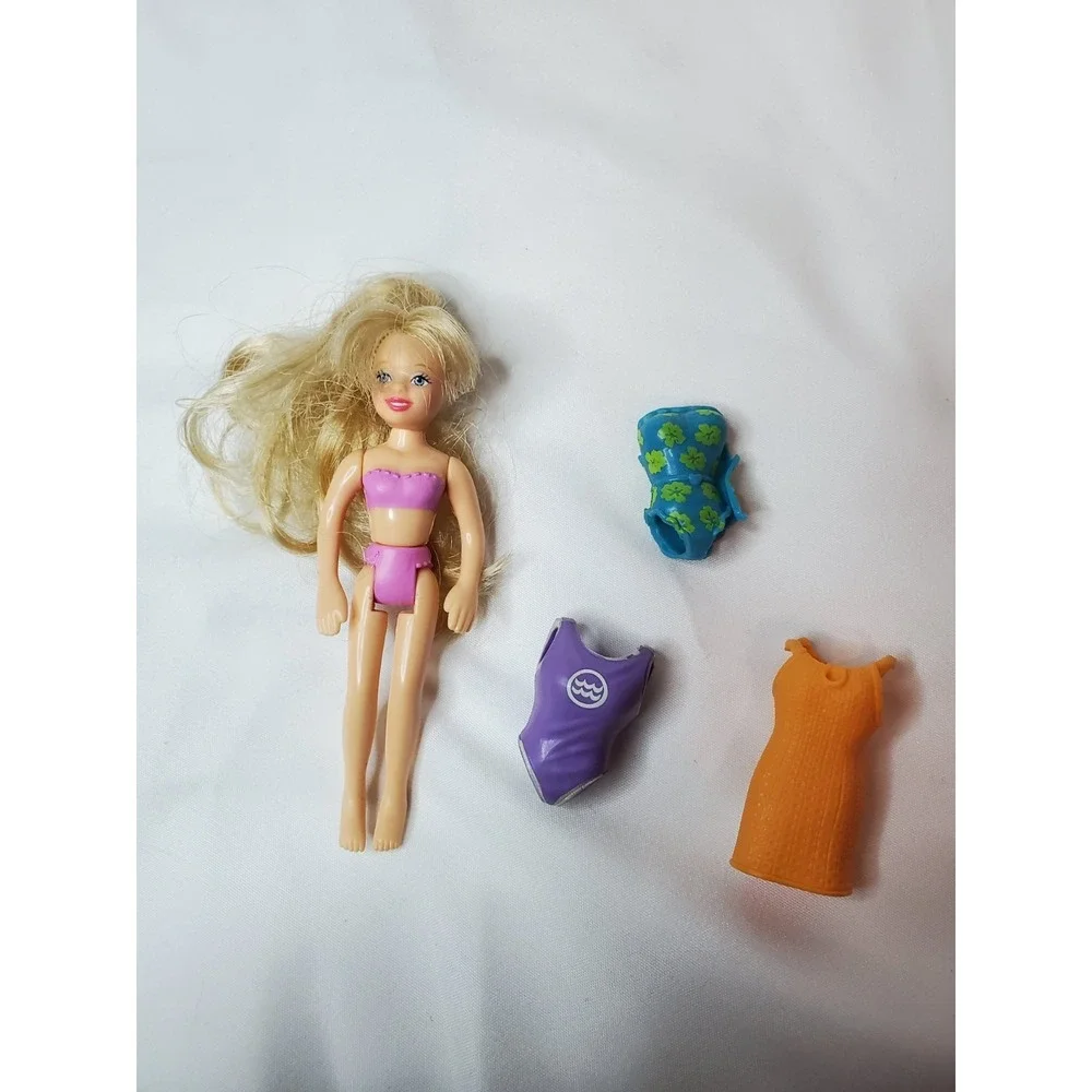 Vintage Polly‎ Pocket Dolls Mixed Lot 5-Dolls Blonde Hair 3.5